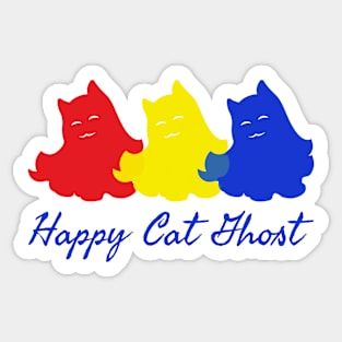 Cute Happy Cat Ghost Sticker